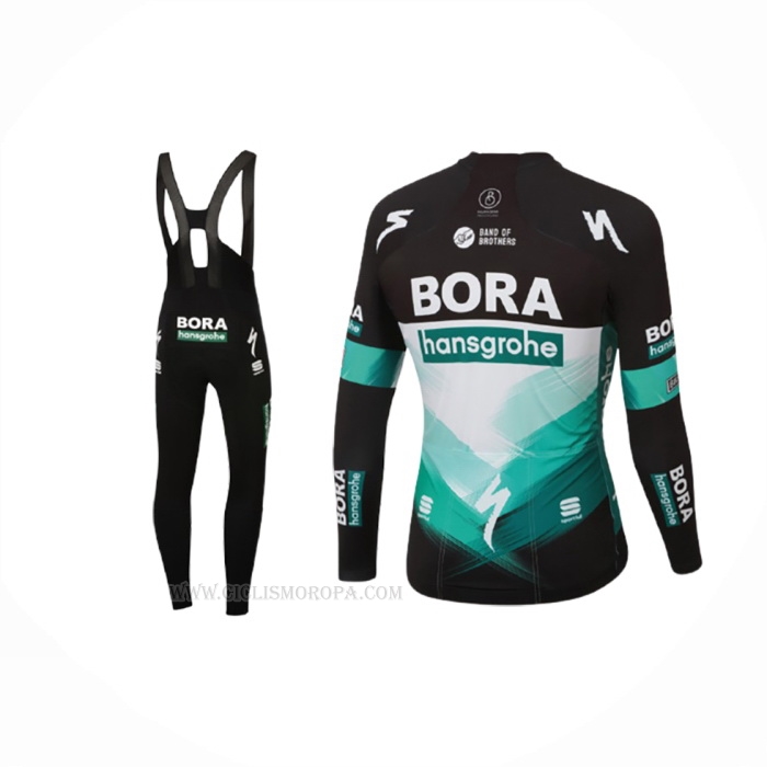 2020 Ropa Ciclismo Bora-Hansgrone Negro Verde Mangas Largas y Culotte Lunga